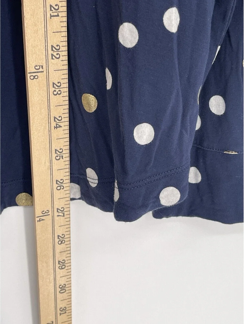 Soma Polkadot Long Sleeve PJ Pajama Shirt Top XL & Sleep Pants L Navy Blue Gold